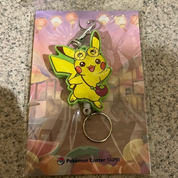 Pokemon Other - Pokemon Center Taiwan Taipei Limited Pikachu Rubber Lanyard Keychain (NEW)